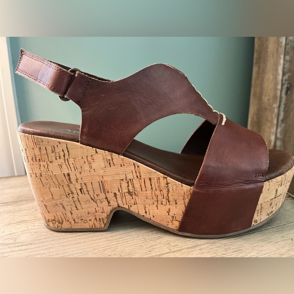 Antelope Leather & Cork Wedge Sandals - Picture 6 of 10